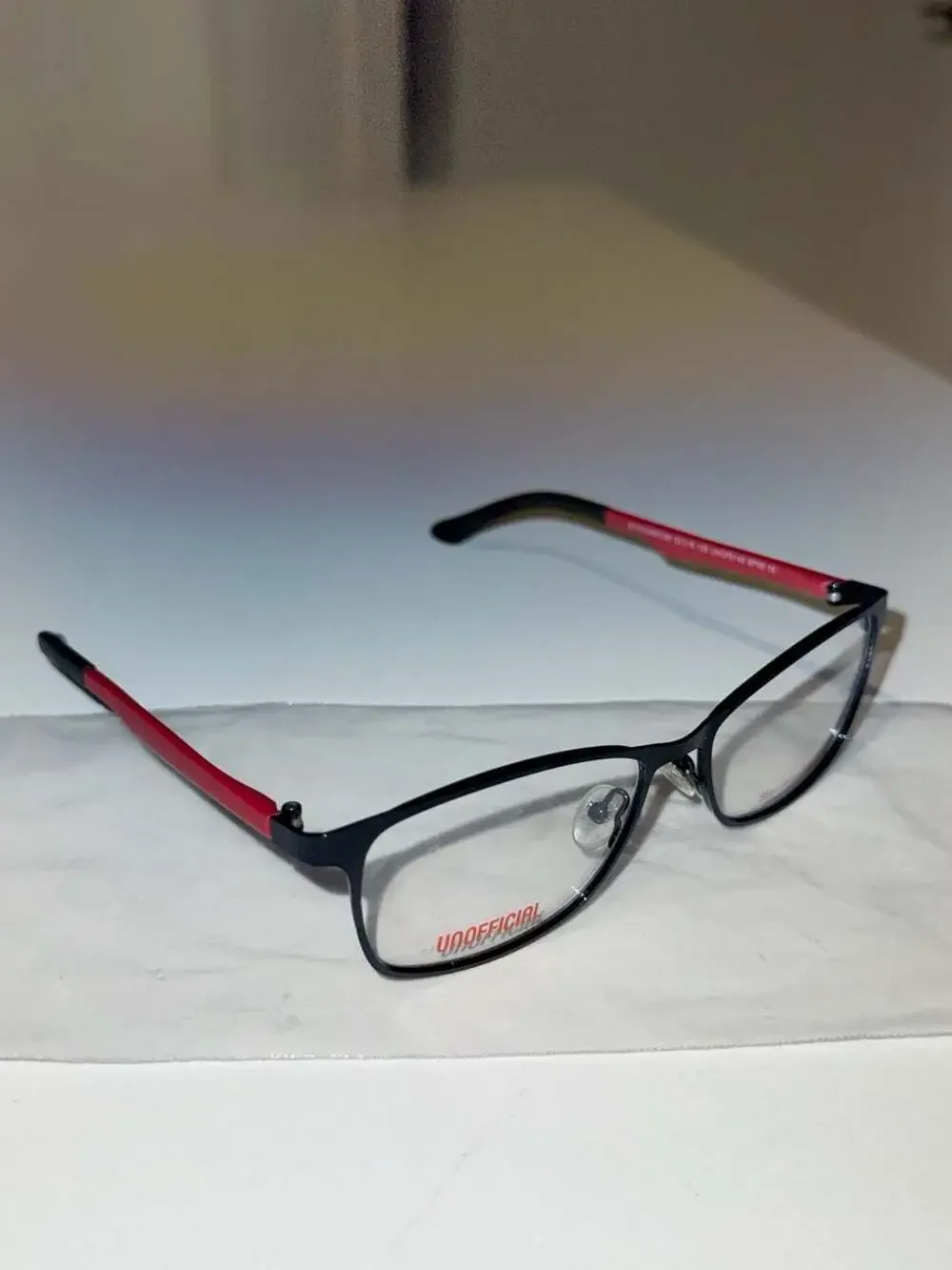 Unofficial UNOF0145 BP00 Black Red Oval Eyeglasses Frames